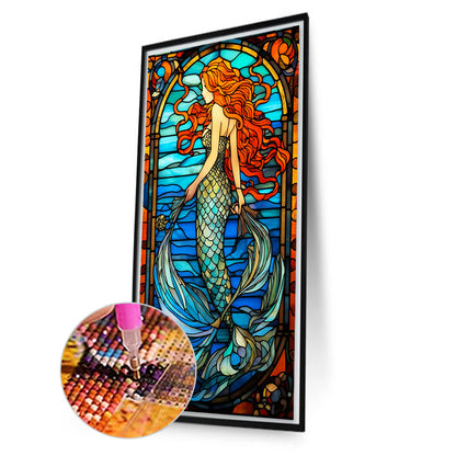 Mermaid Princess Glass Painting - Full Square Drill Diamond Painting 40*70CM