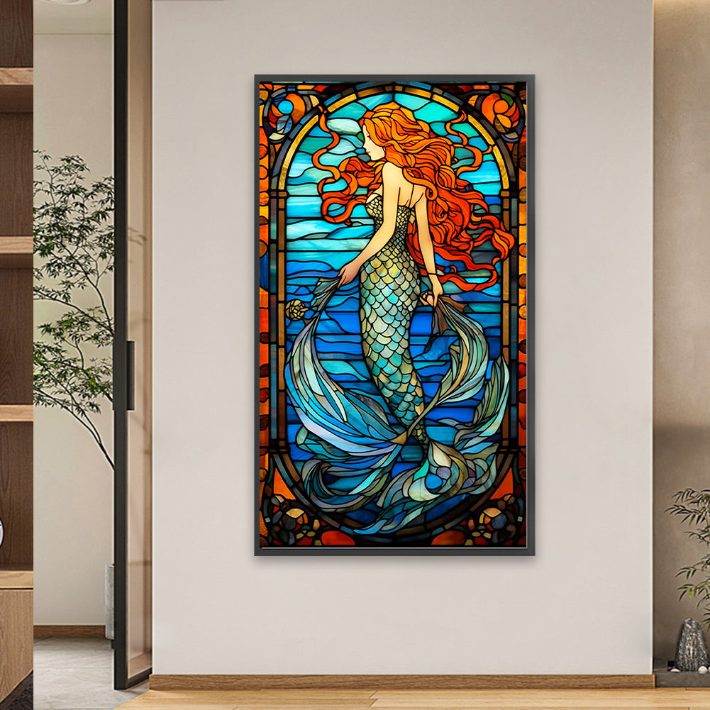 Mermaid Princess Glass Painting - Full Square Drill Diamond Painting 40*70CM