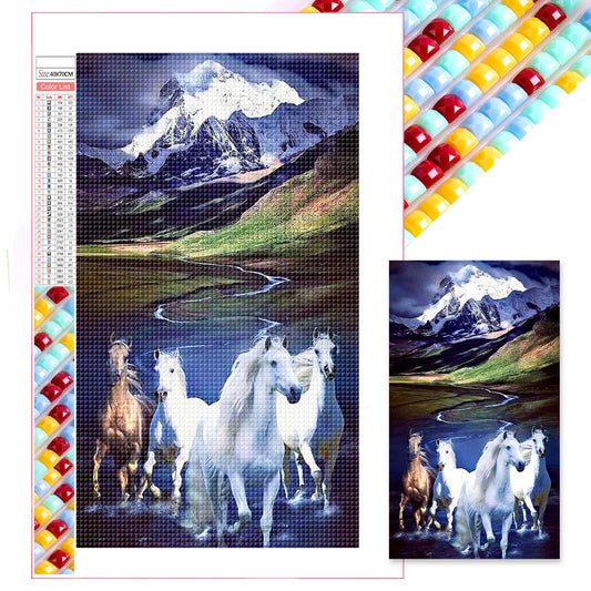 Snow Mountain Galloping Horse - Full Square Drill Diamond Painting 40*70CM
