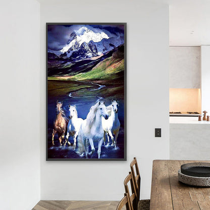 Snow Mountain Galloping Horse - Full Square Drill Diamond Painting 40*70CM