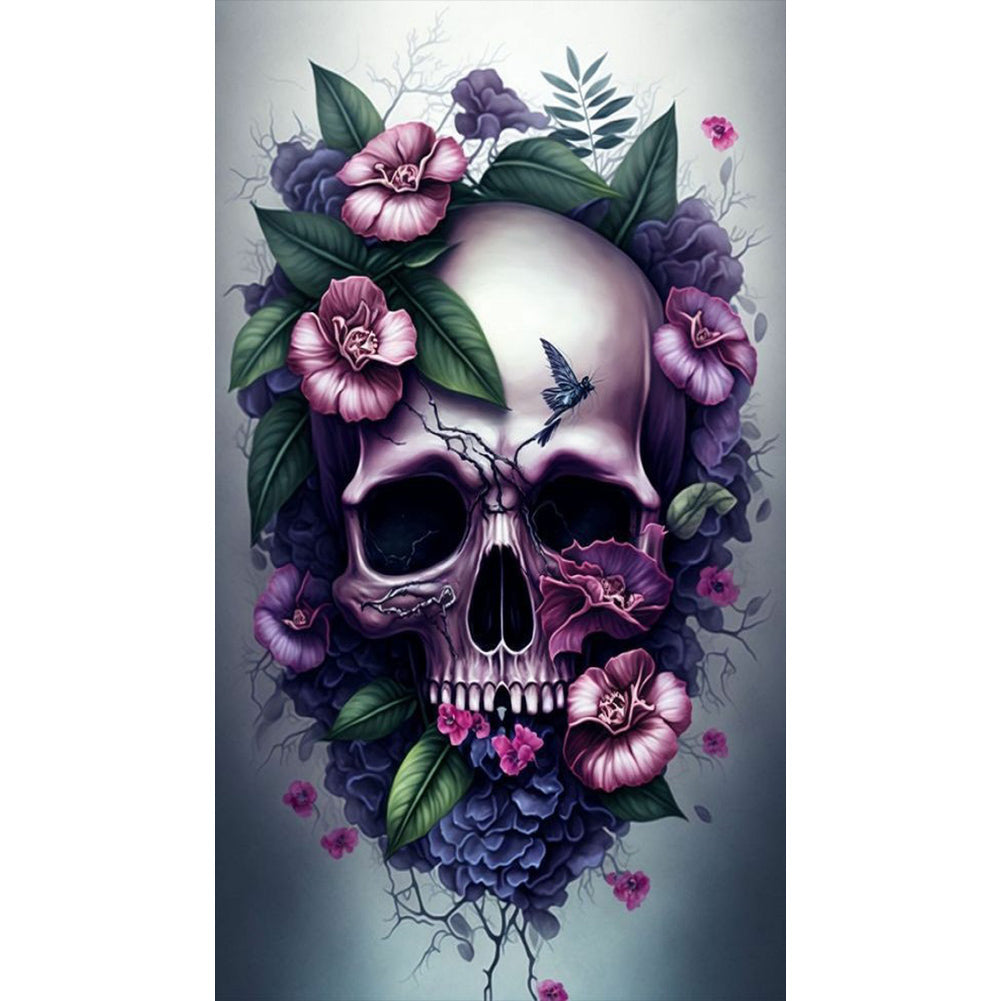 Flower Skull - Full Round Drill Diamond Painting 40*70CM