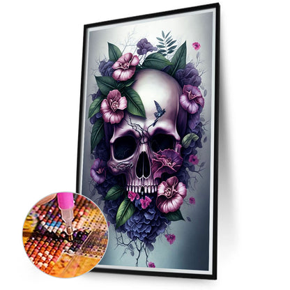 Flower Skull - Full Round Drill Diamond Painting 40*70CM