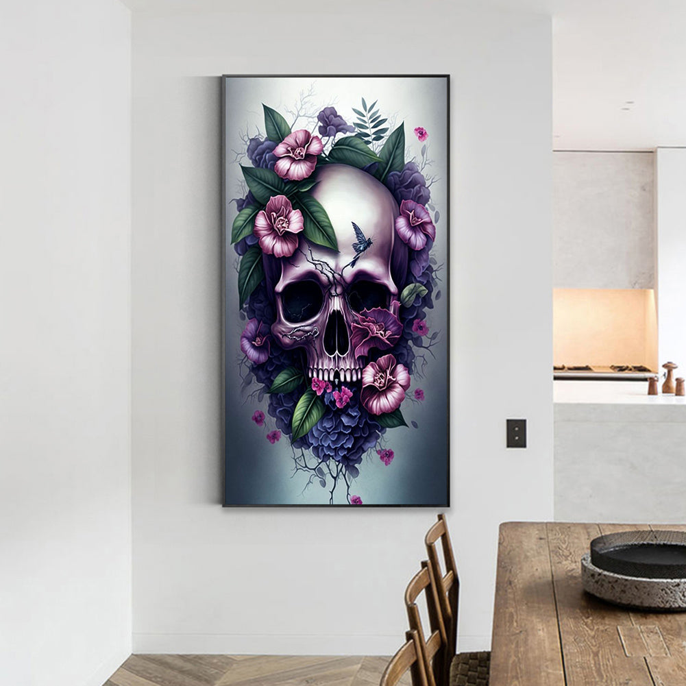 Flower Skull - Full Round Drill Diamond Painting 40*70CM