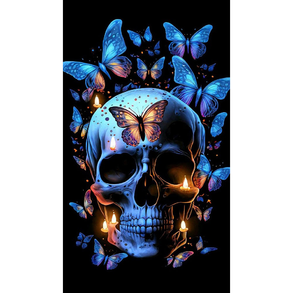 Flower Skull - Full Round Drill Diamond Painting 40*70CM