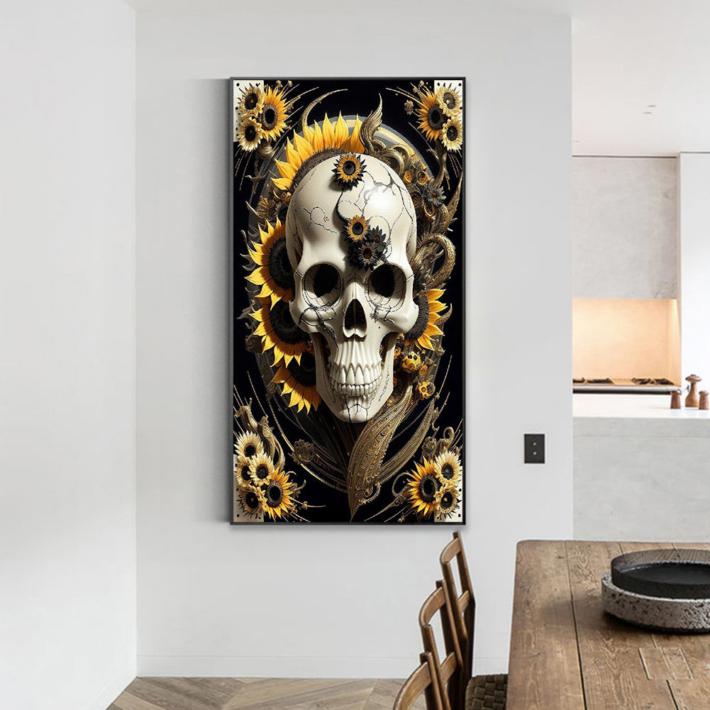 Flower Skull - Full Round Drill Diamond Painting 40*70CM