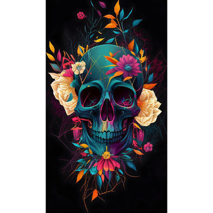 Flower Skull - Full Round Drill Diamond Painting 40*70CM