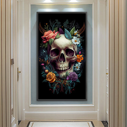 Flower Skull - Full Round Drill Diamond Painting 40*70CM