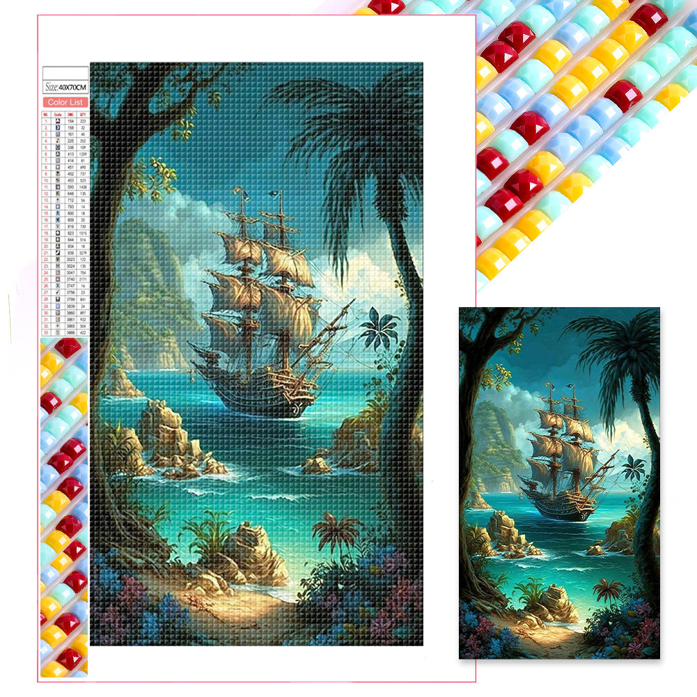 Sailing Boat - Full Square Drill Diamond Painting 40*70CM