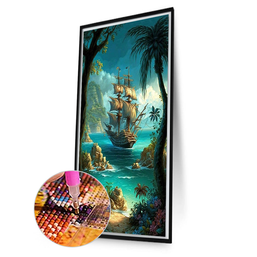 Sailing Boat - Full Square Drill Diamond Painting 40*70CM