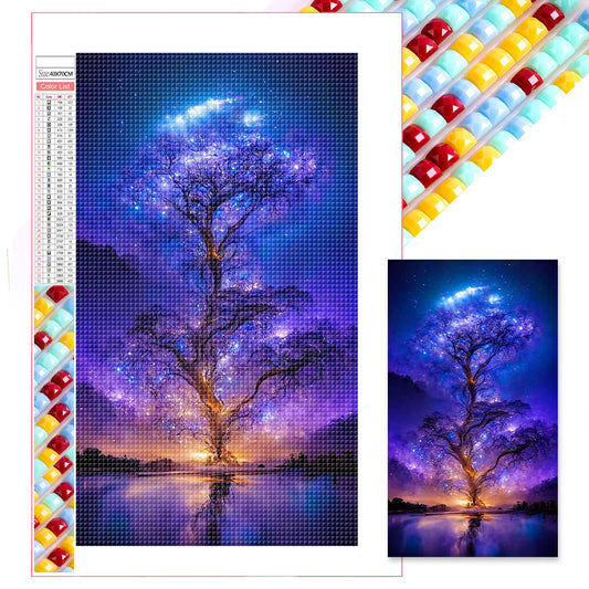 Aurora Star Tree - Full Square Drill Diamond Painting 40*70CM