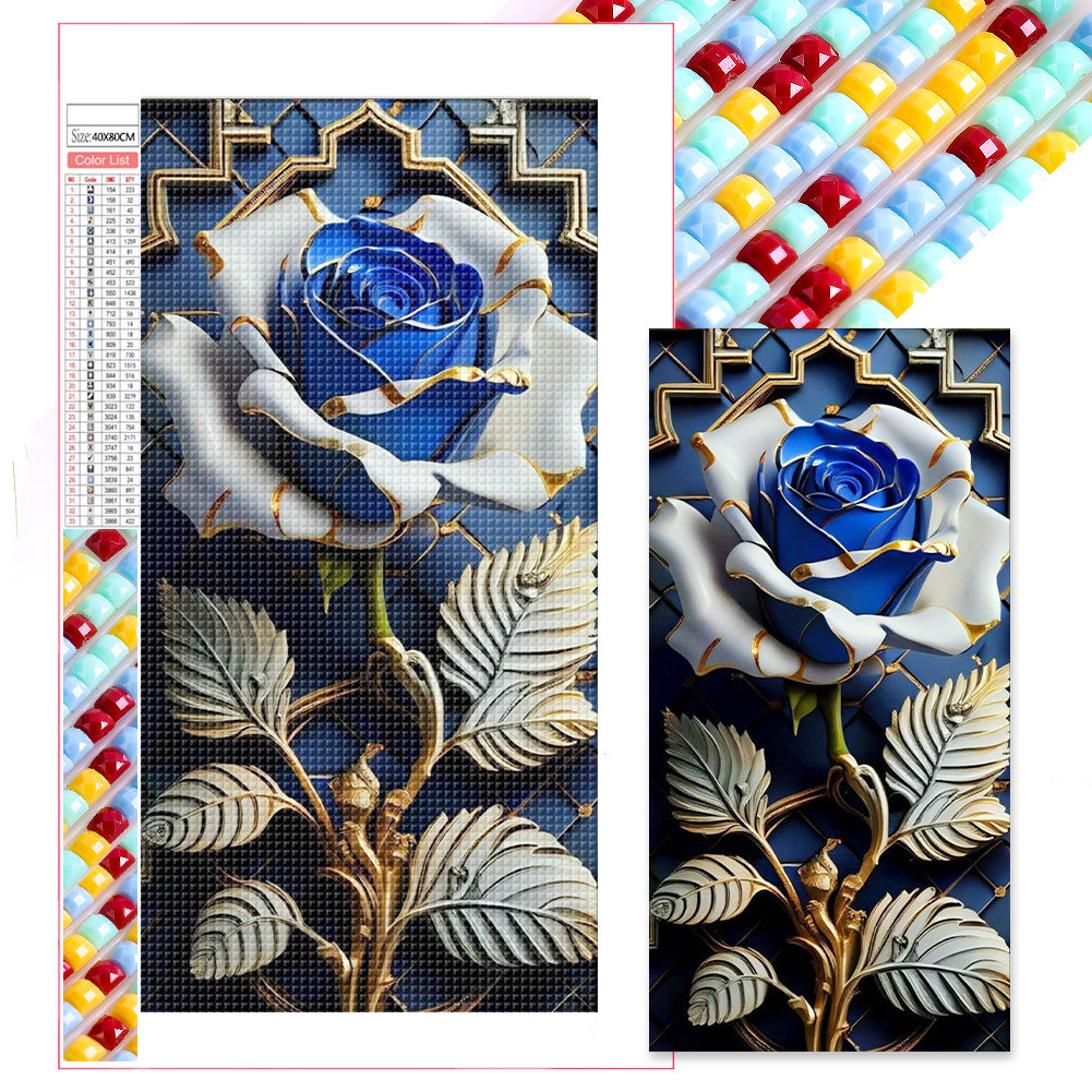 Metallic Blue Rose - Full Square Drill Diamond Painting 40*80CM