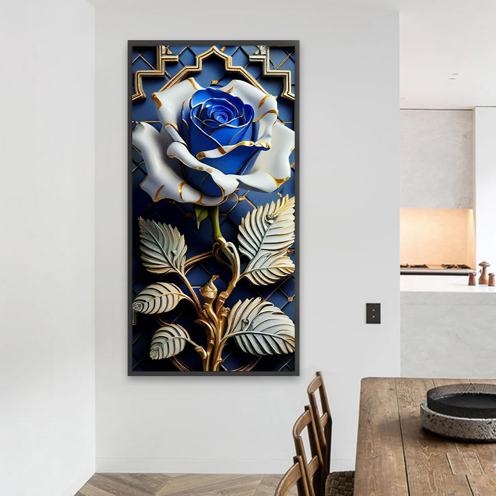 Metallic Blue Rose - Full Square Drill Diamond Painting 40*80CM