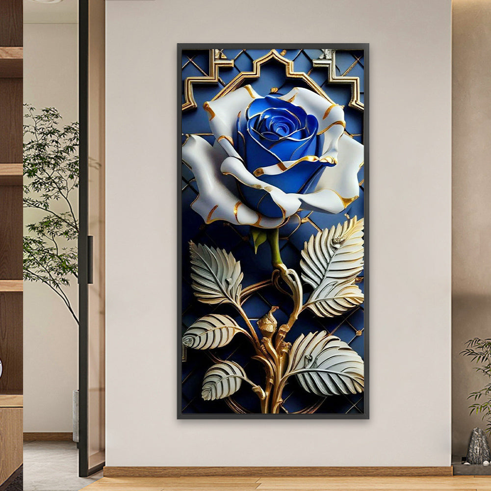 Metallic Blue Rose - Full Square Drill Diamond Painting 40*80CM