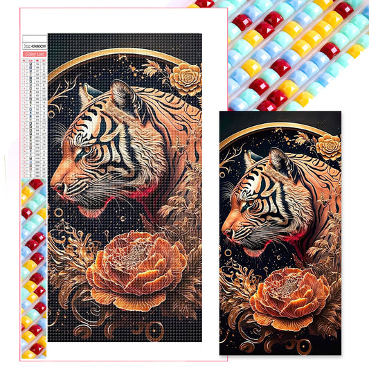 Vintage Carved Tiger - Full Square Drill Diamond Painting 40*80CM