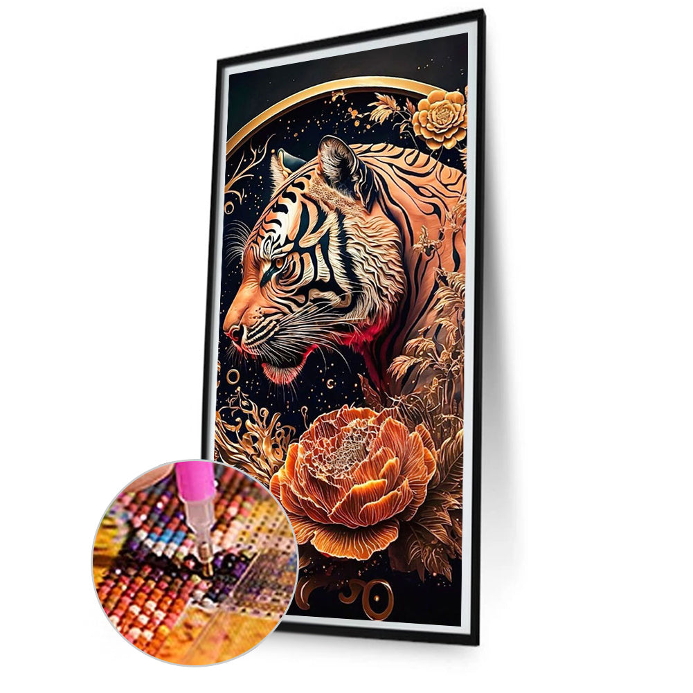 Vintage Carved Tiger - Full Square Drill Diamond Painting 40*80CM