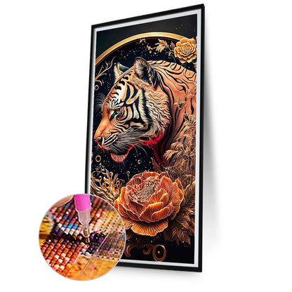 Vintage Carved Tiger - Full Square Drill Diamond Painting 40*80CM