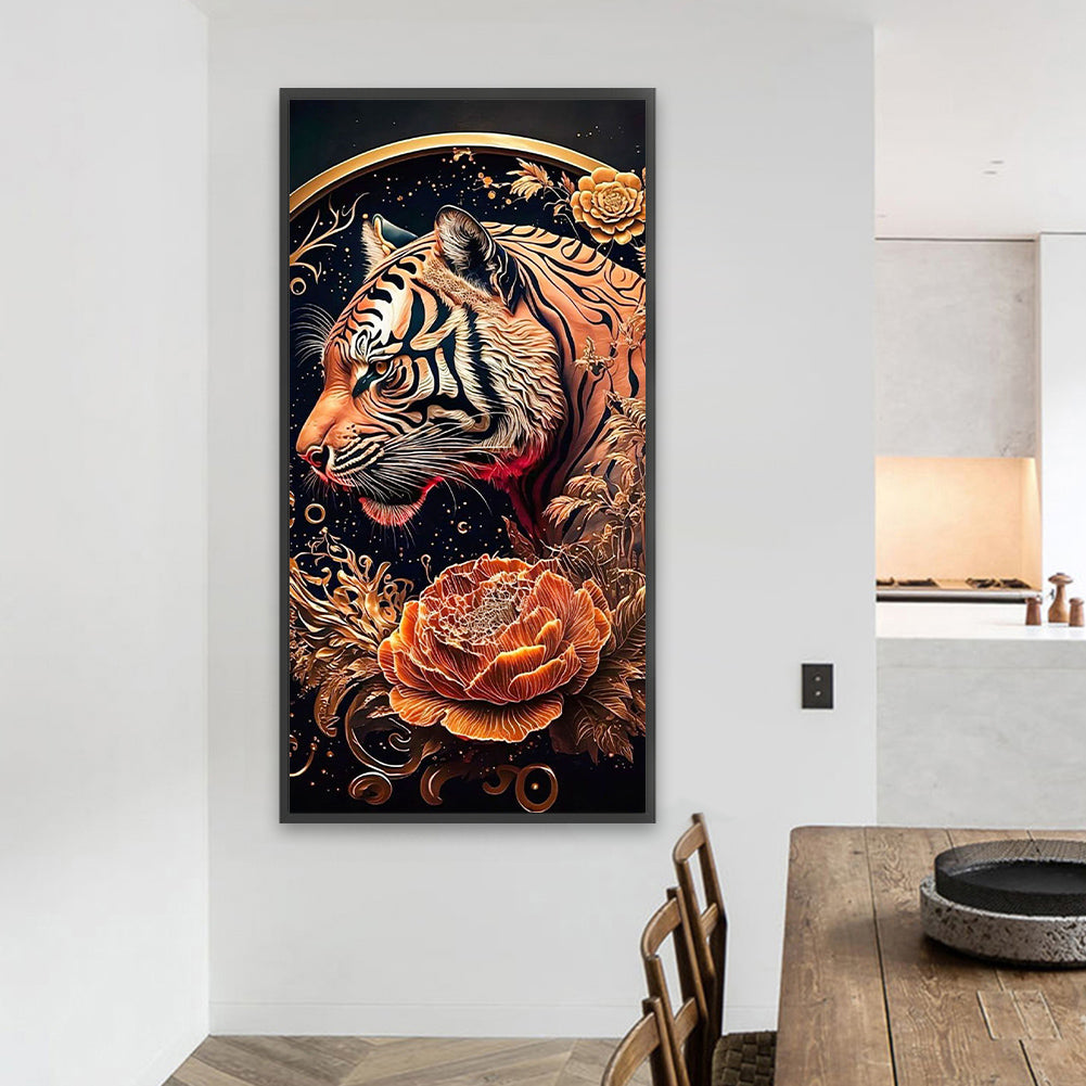 Vintage Carved Tiger - Full Square Drill Diamond Painting 40*80CM