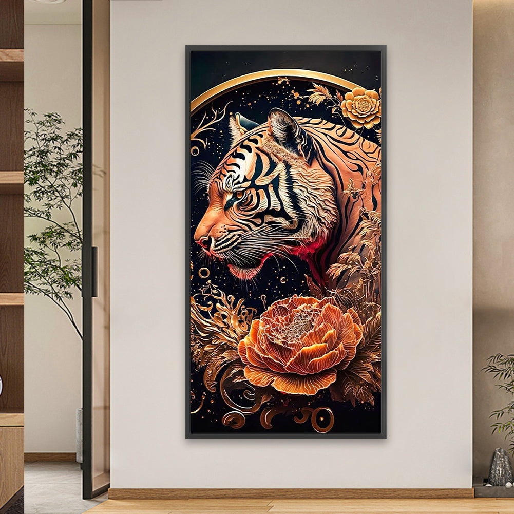 Vintage Carved Tiger - Full Square Drill Diamond Painting 40*80CM