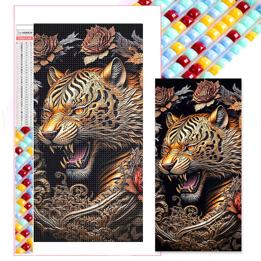 Vintage Carved Tiger - Full Square Drill Diamond Painting 40*80CM