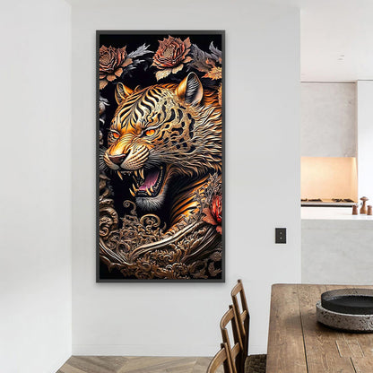 Vintage Carved Tiger - Full Square Drill Diamond Painting 40*80CM