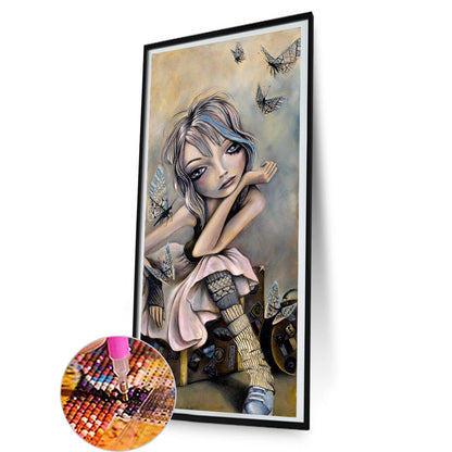 Abstract Art Girl - Full Round Drill Diamond Painting 40*80CM