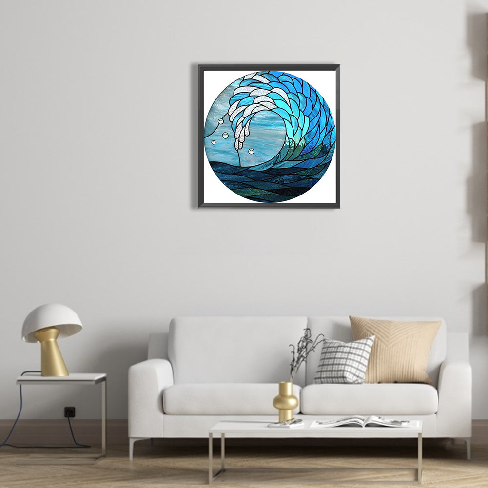 Ocean Wave Glass Painting - Full Round Drill Diamond Painting 30*30CM