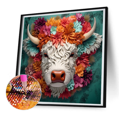 Cow Head - Full Round Drill Diamond Painting 30*30CM