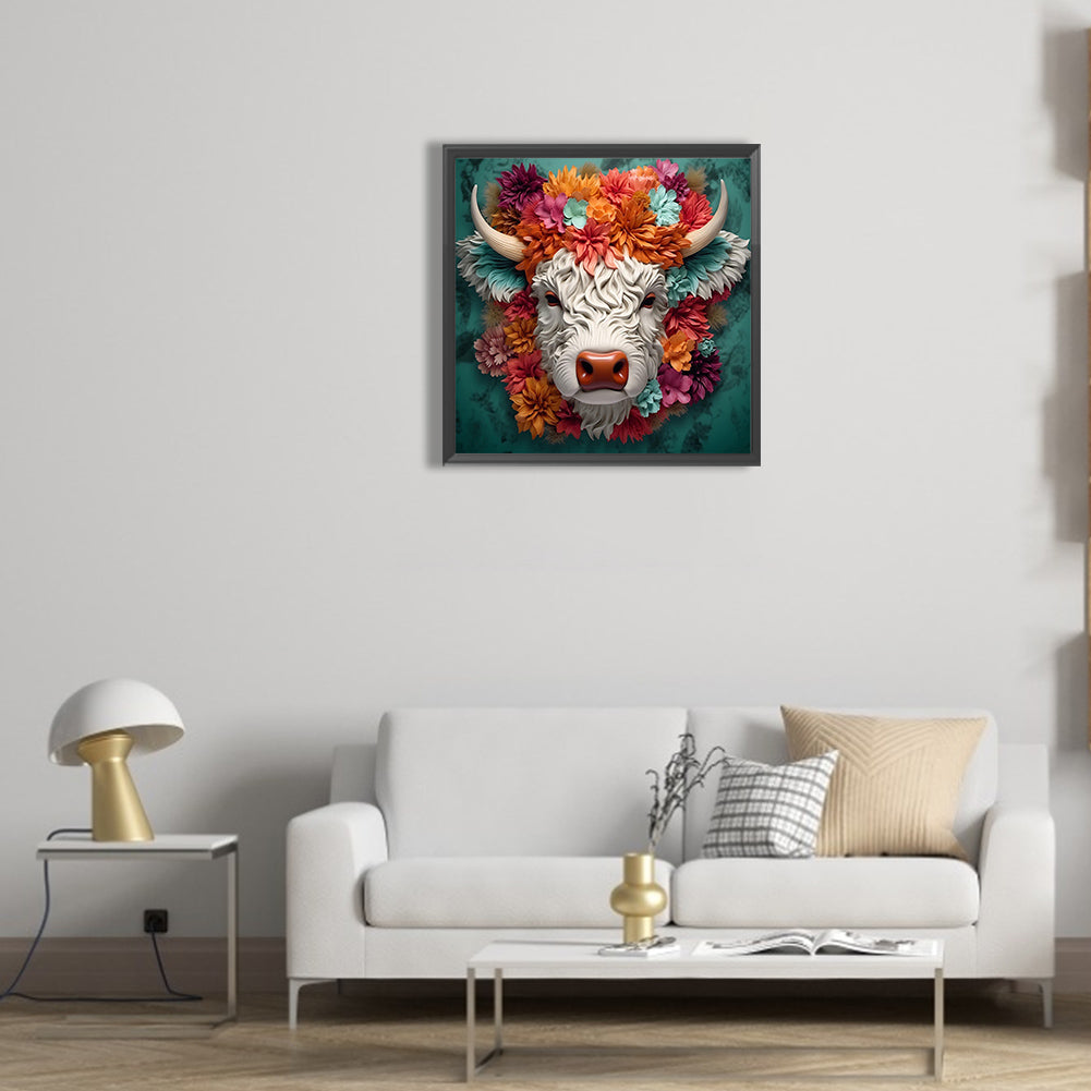 Cow Head - Full Round Drill Diamond Painting 30*30CM