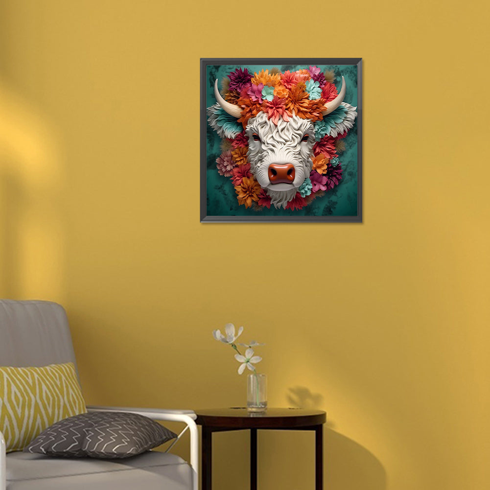 Cow Head - Full Round Drill Diamond Painting 30*30CM