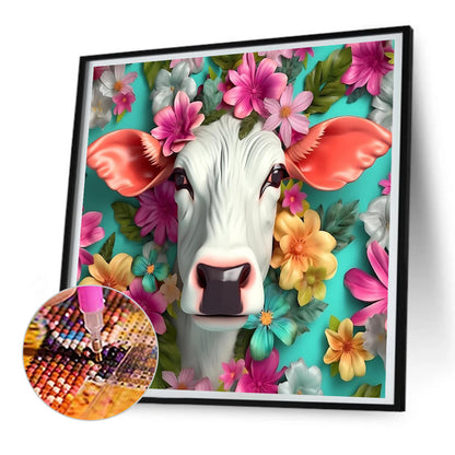 Cow Head - Full Round Drill Diamond Painting 30*30CM