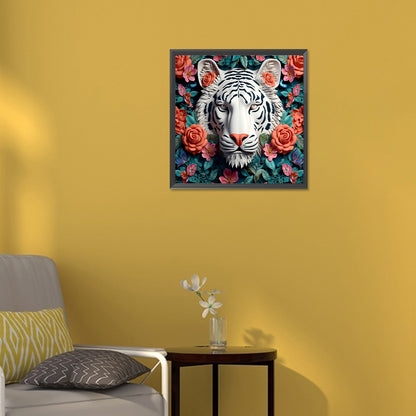 White Tiger Head - Full Round Drill Diamond Painting 30*30CM