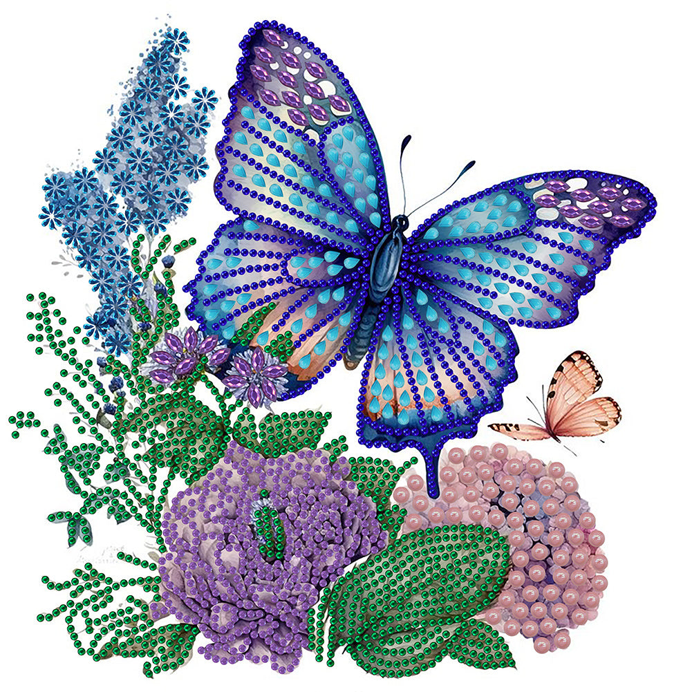 Butterfly And Flower - Special Shaped Drill Diamond Painting 30*30CM