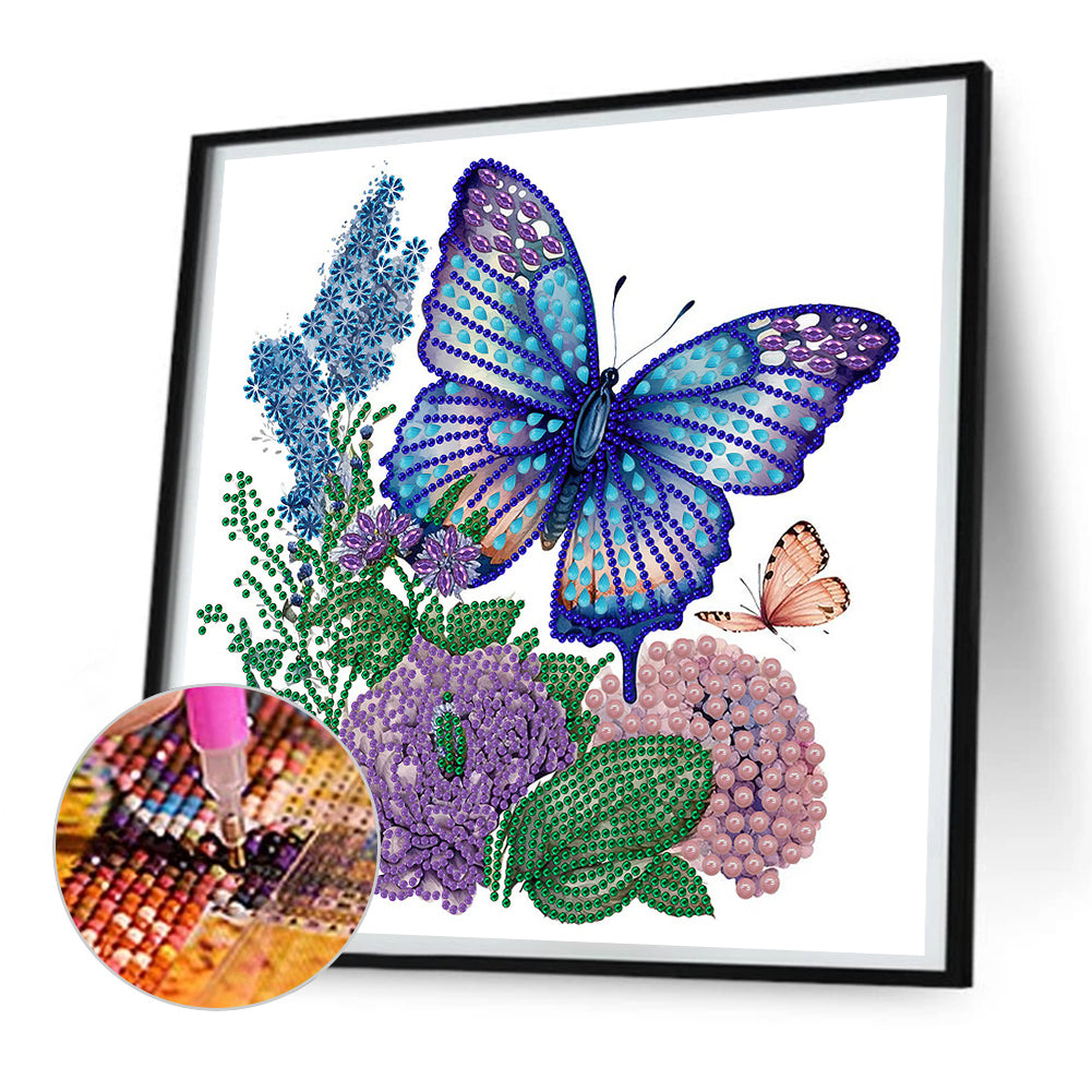 Butterfly And Flower - Special Shaped Drill Diamond Painting 30*30CM