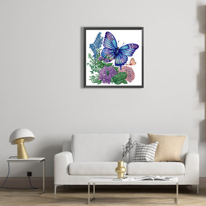 Butterfly And Flower - Special Shaped Drill Diamond Painting 30*30CM