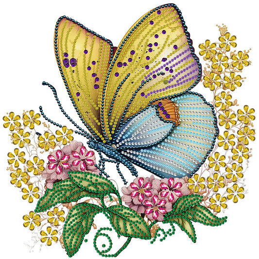 Butterfly And Flower - Special Shaped Drill Diamond Painting 30*30CM