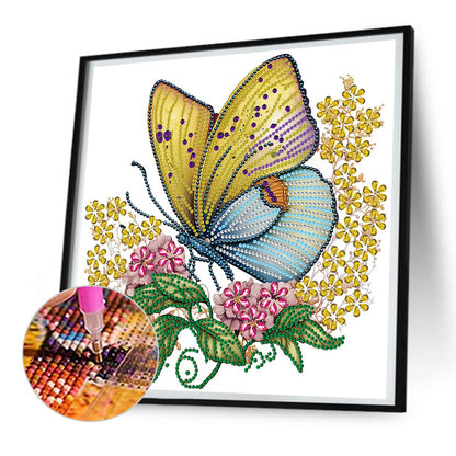 Butterfly And Flower - Special Shaped Drill Diamond Painting 30*30CM