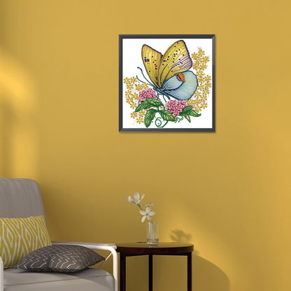 Butterfly And Flower - Special Shaped Drill Diamond Painting 30*30CM