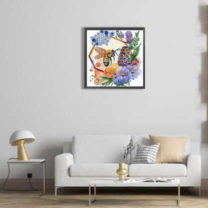 Bee And Flower - Special Shaped Drill Diamond Painting 30*30CM