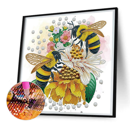Bee And Flower - Special Shaped Drill Diamond Painting 30*30CM