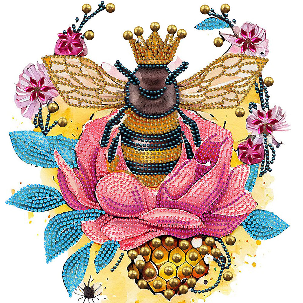 Bee And Flower - Special Shaped Drill Diamond Painting 30*30CM