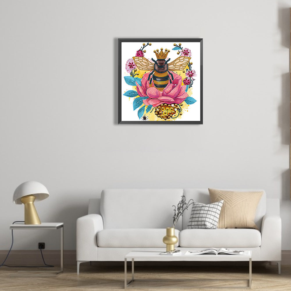 Bee And Flower - Special Shaped Drill Diamond Painting 30*30CM