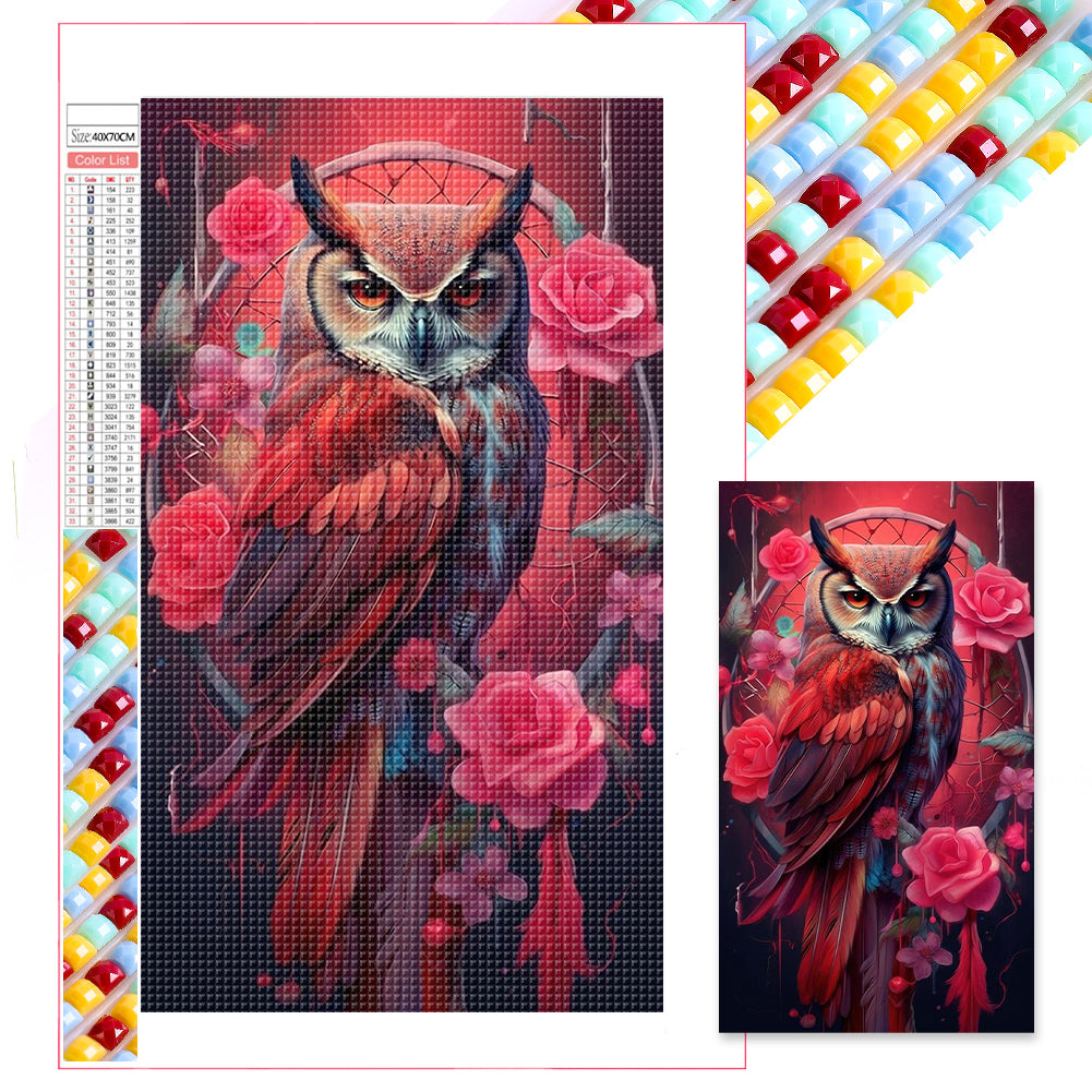 Red Owl - Full Square Drill Diamond Painting 40*70CM