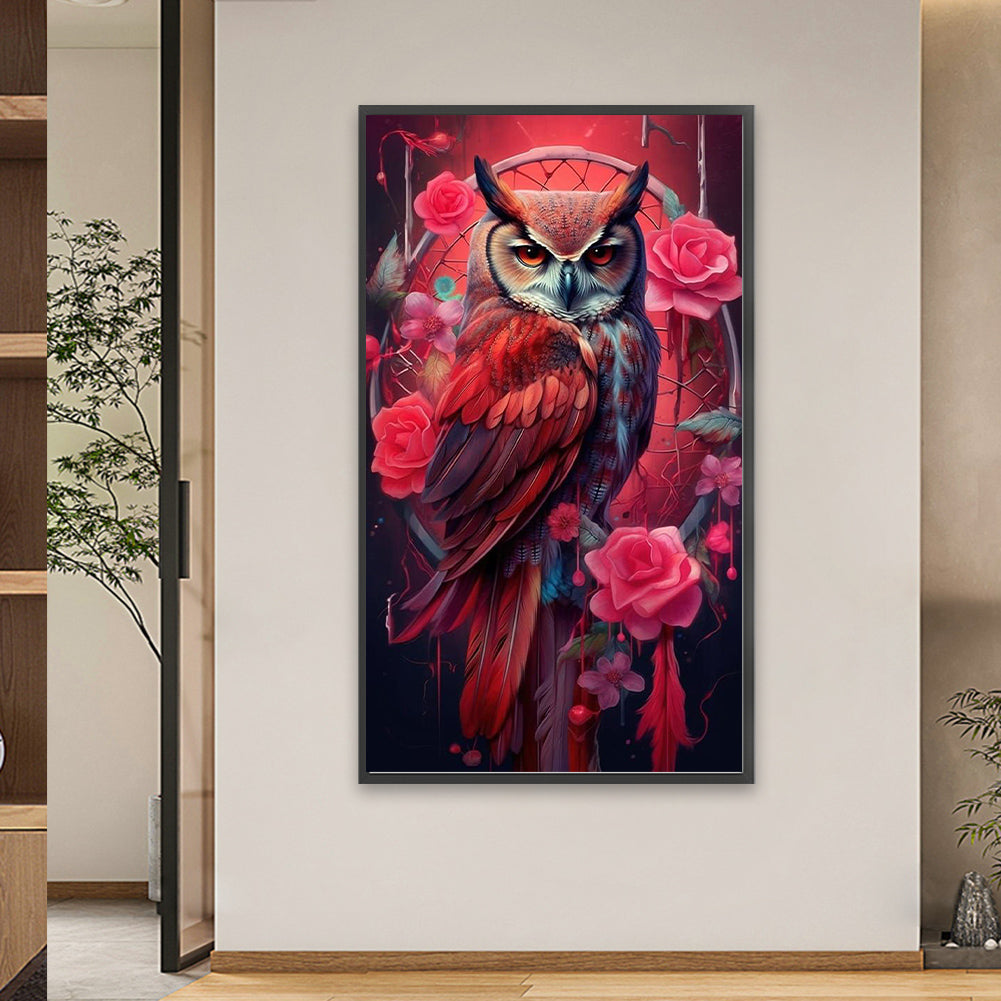 Red Owl - Full Square Drill Diamond Painting 40*70CM