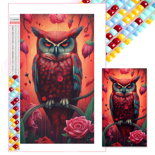 Red Owl - Full Square Drill Diamond Painting 40*70CM