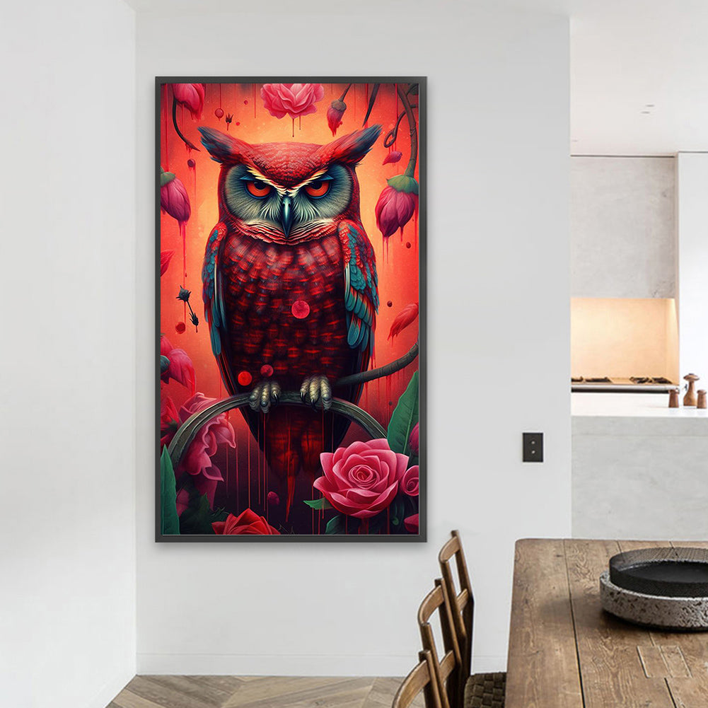 Red Owl - Full Square Drill Diamond Painting 40*70CM