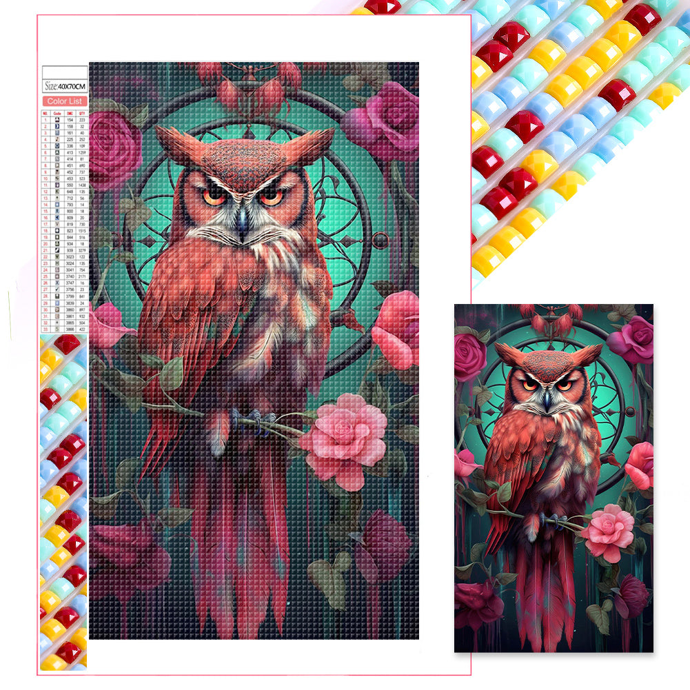 Red Owl - Full Square Drill Diamond Painting 40*70CM