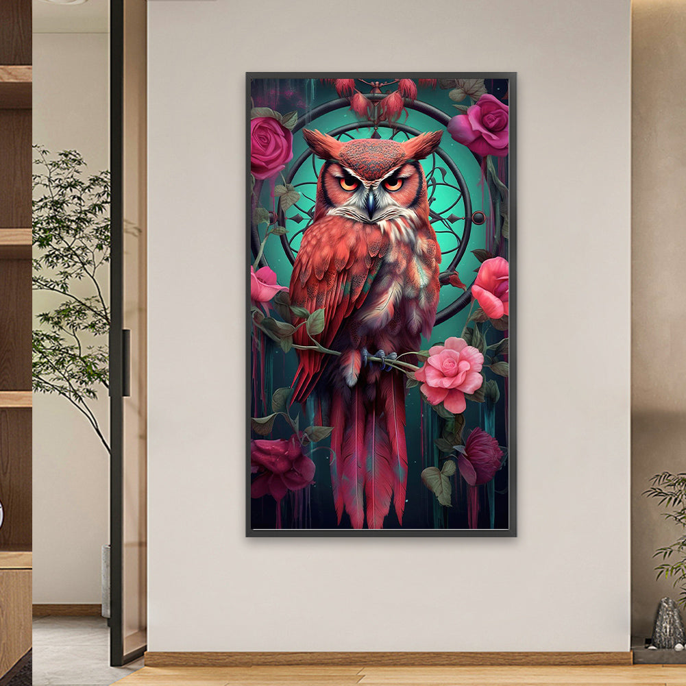 Red Owl - Full Square Drill Diamond Painting 40*70CM