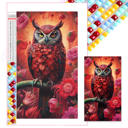 Red Owl - Full Square Drill Diamond Painting 40*70CM