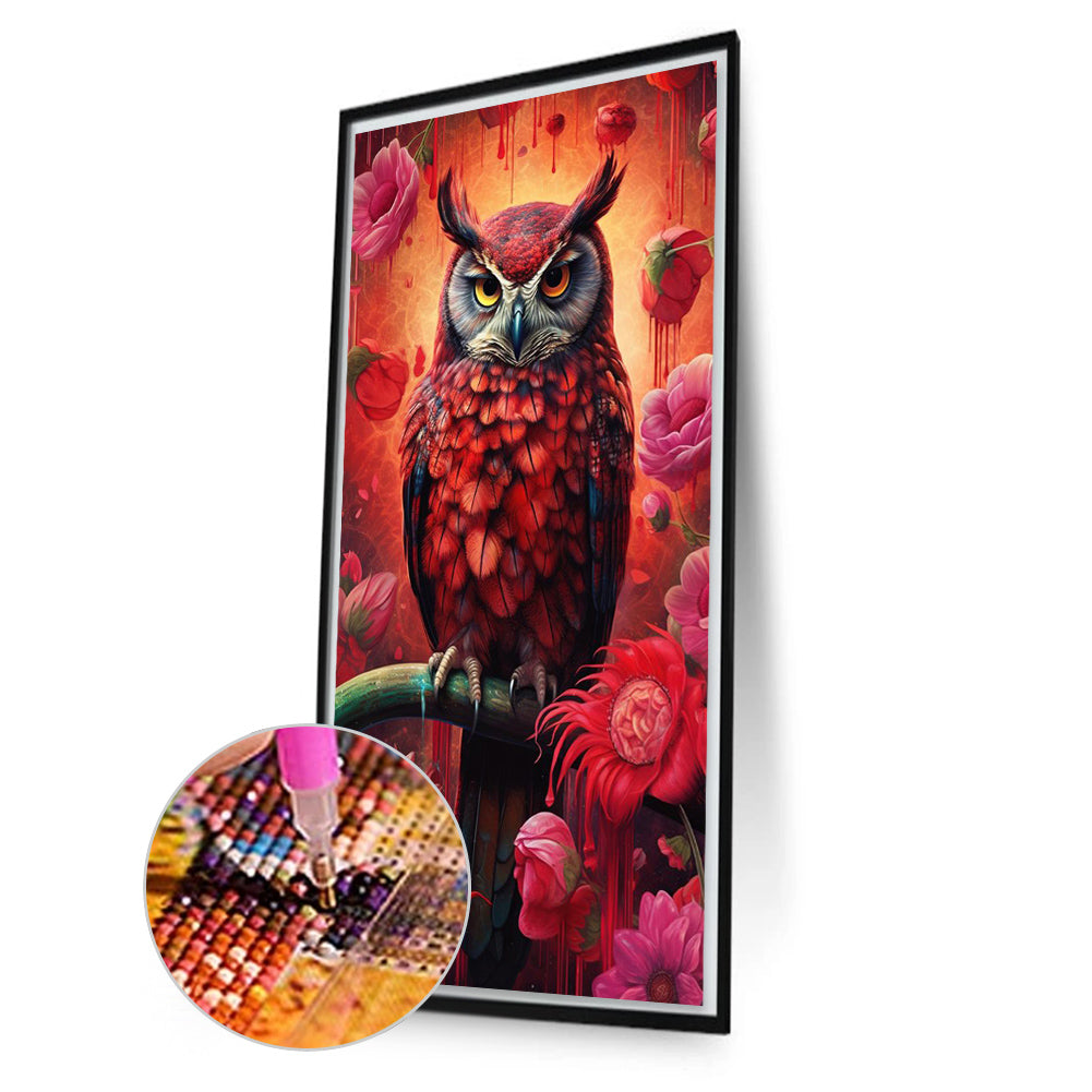 Red Owl - Full Square Drill Diamond Painting 40*70CM