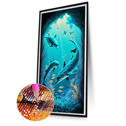 Ocean Dolphin - Full Square Drill Diamond Painting 40*80CM